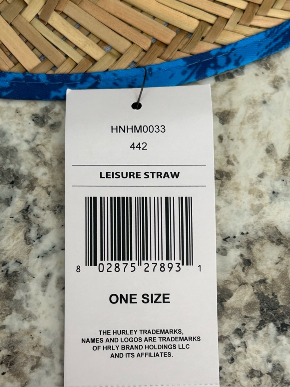 NWT Hurley Bayside Straw Lifeguard Hat Blue Wave Underside Brim OS Unisex Beach - Picture 9 of 10